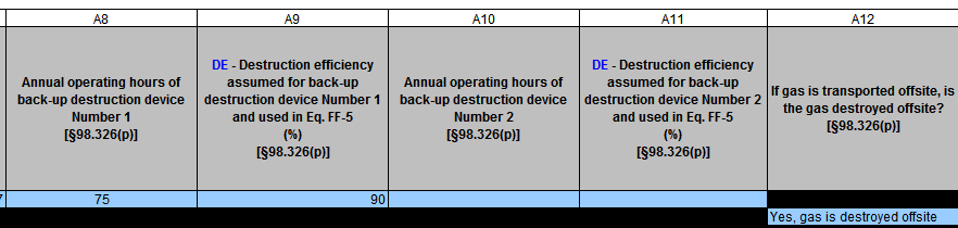 Subpart FF: Table 7 Columns 8-12